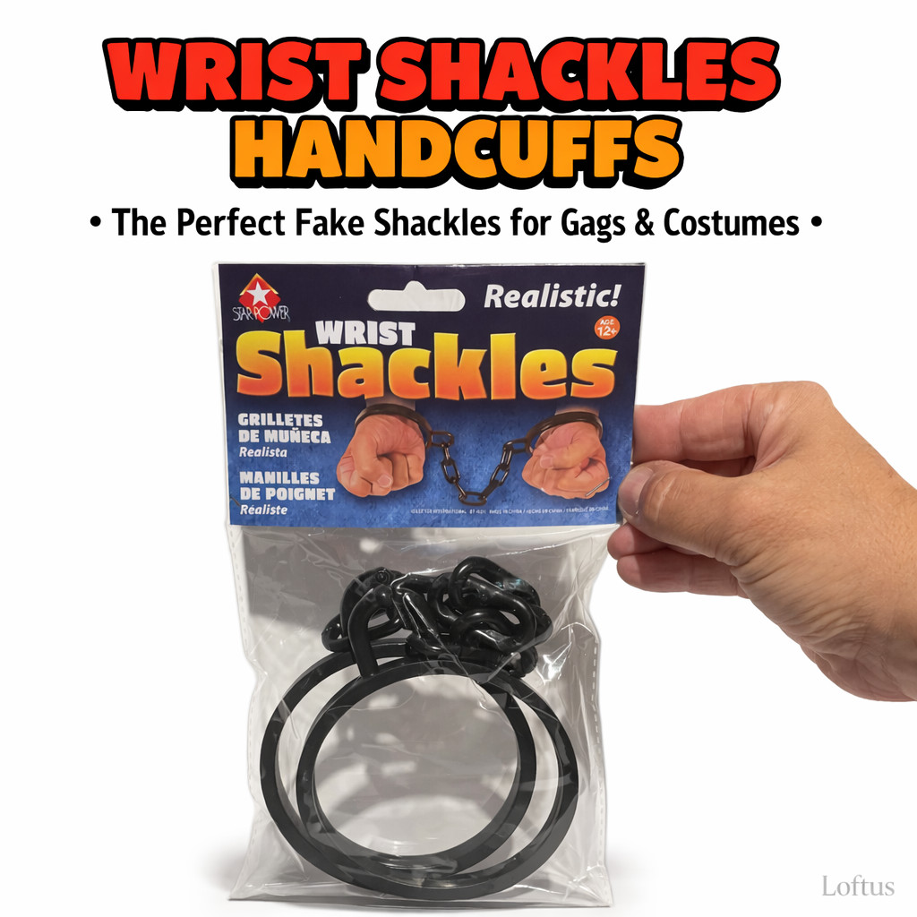 WRIST SHACKLES HANDCUFFS Pirate Prisoner Jail Fake Toy Houdini Police Chain Gag