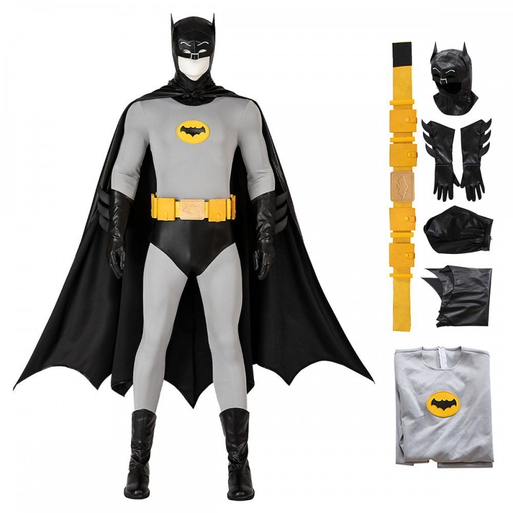 Adam West Batman 1966 Cosplay Costume Simcosplay Set Black