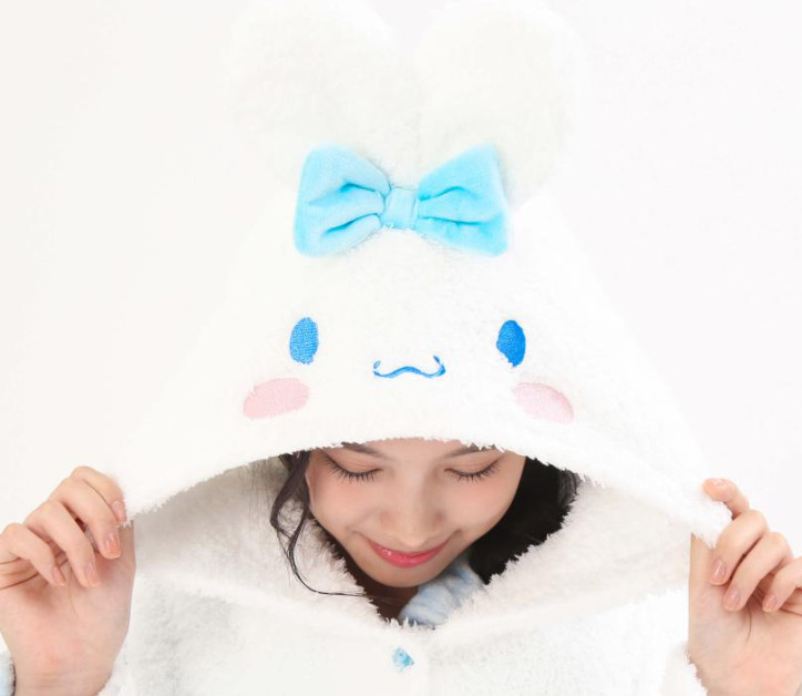 SAZAC Cinnamoroll Cosplay Gown Hoodie w/ Standing Ears & Ribbons New Japan