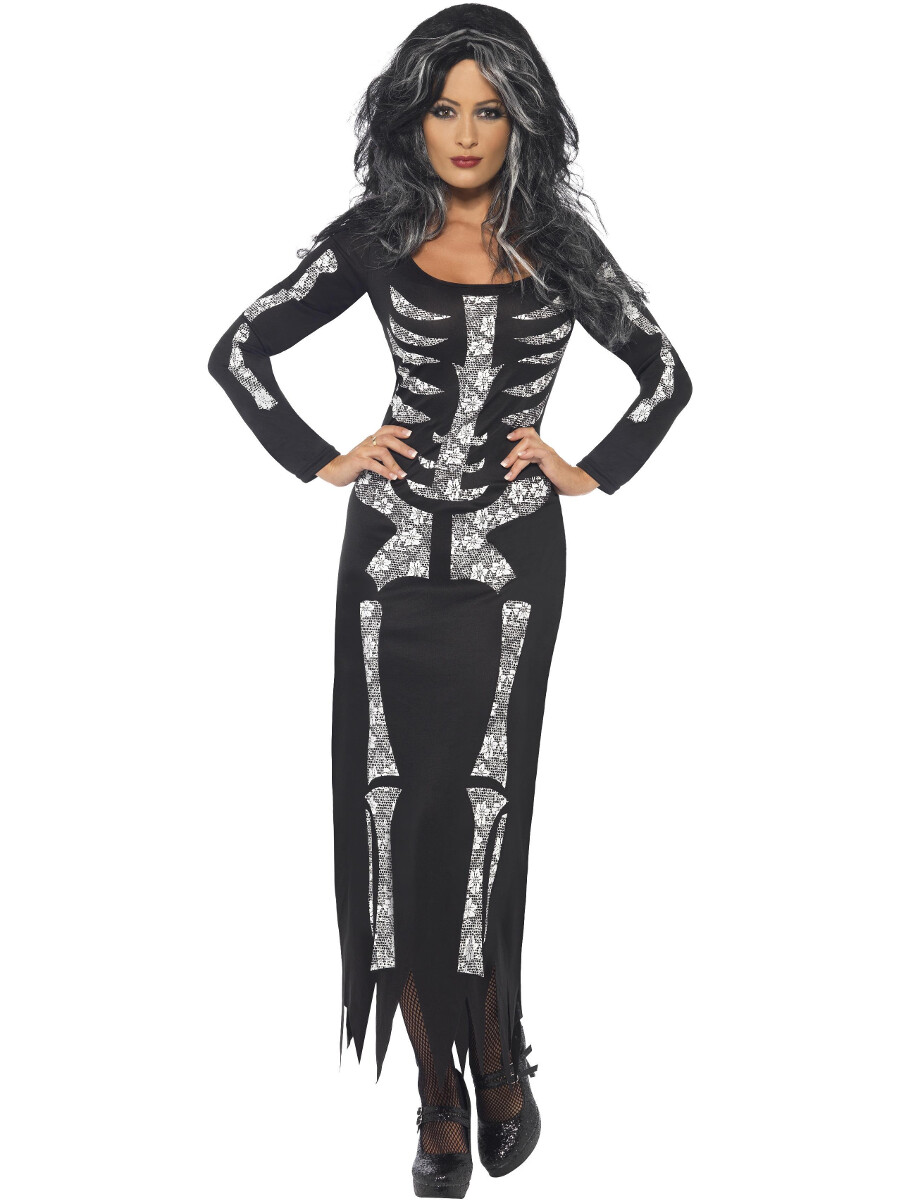Women’s Floral Print Skeleton Bone Tube Dress Costume