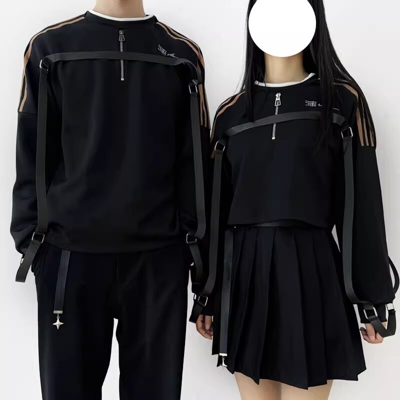 Love and Deep Space Caleb Daily Hoodie Pullover Black Sweatshirt Skirt Belt