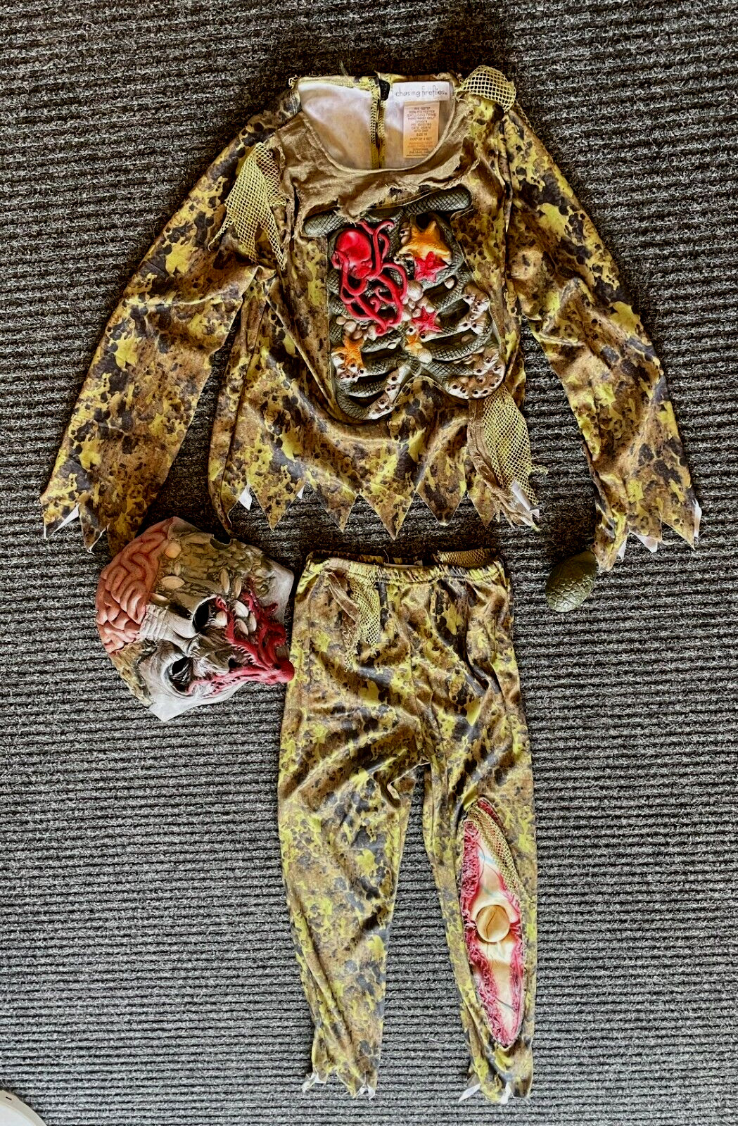 Cool Chasing Fireflies Zombie 3 pc Halloween Costume 10 Youth Kids Beating Chest