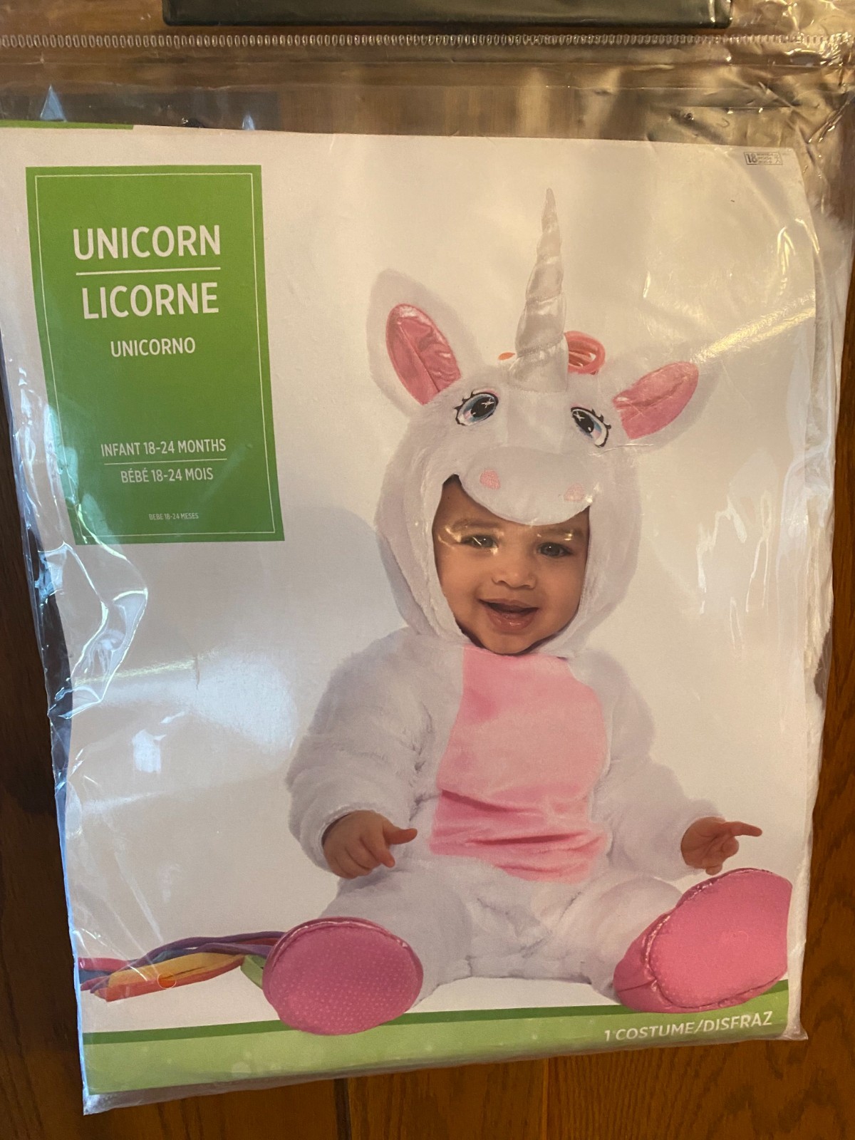 Infant Unicorn Costume – Size 18-24 Months – Jumpsuit, Hood, Tail & Booties –NEW