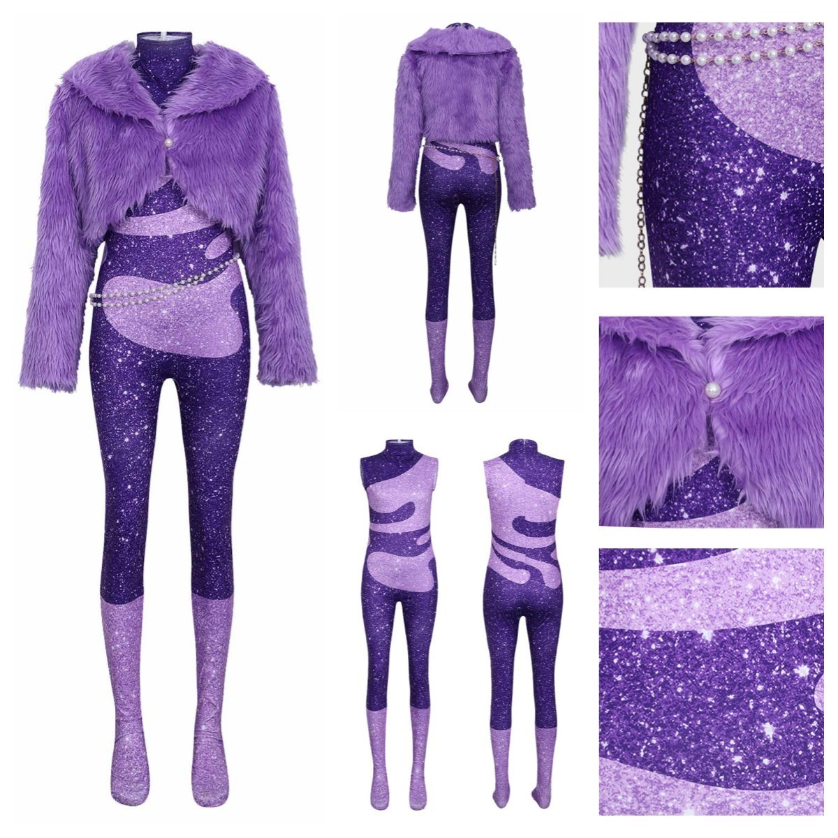 Girl Women Gazelle Cosplay Purple Costume Animal Zoo Horn hair Halloween PARTY