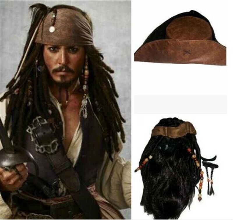 Pirates of the Caribbean Jack Sparrow Cosplay Costume Outfit Coat Full Suit Hot