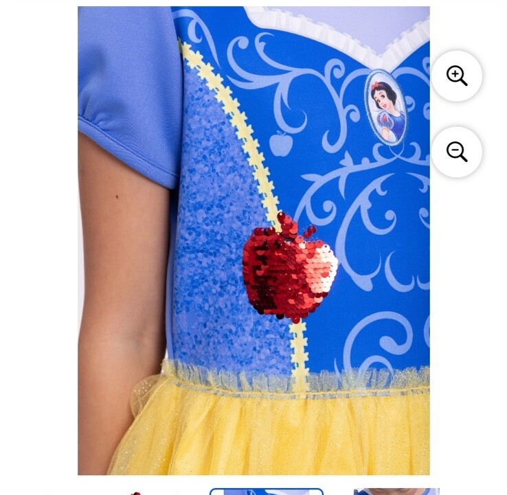 Disney Princess Blue & Yellow Sequence Apple Girls Snow White Cosplay Dress