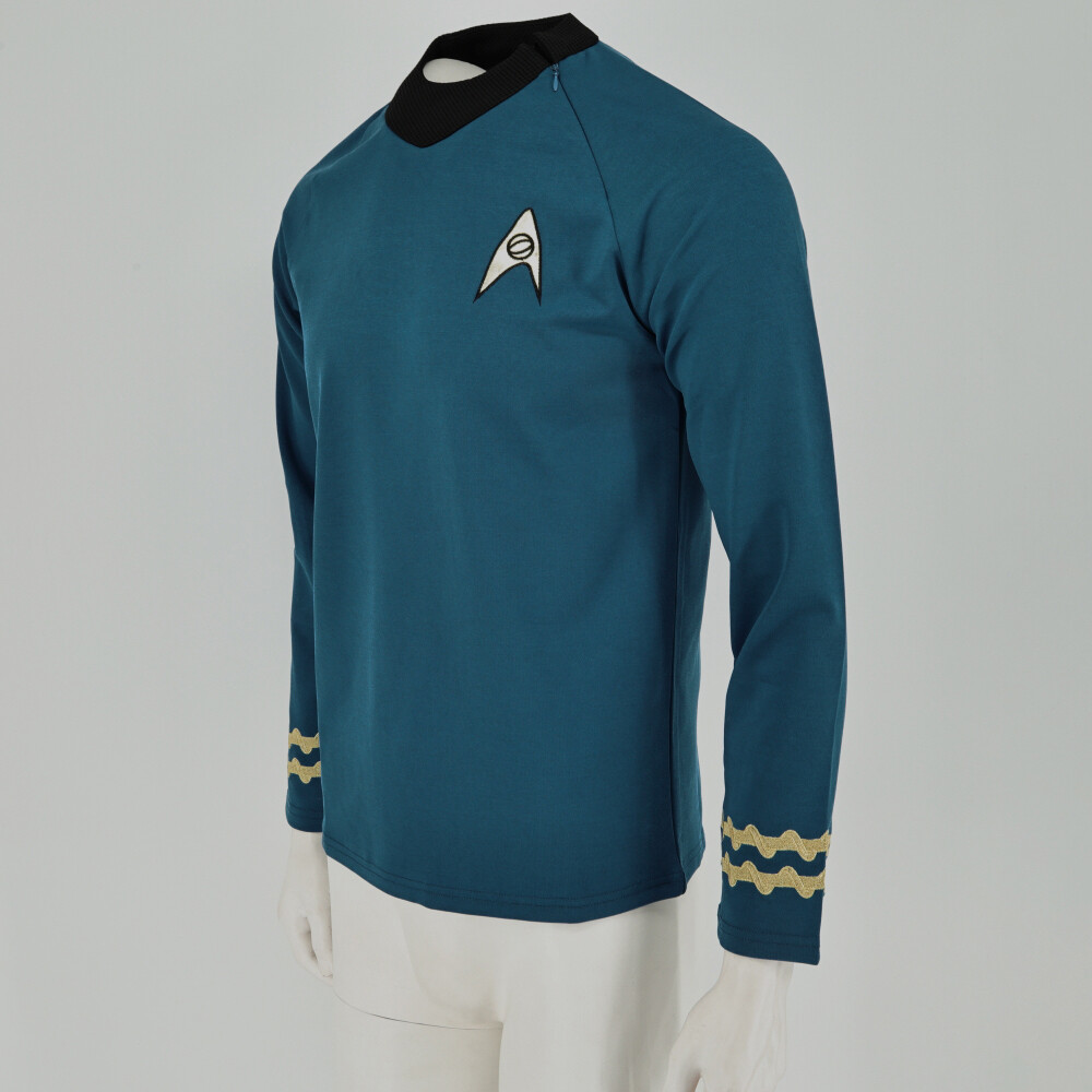 The Original Series Spock Blue Shirt Cosplay TOS Costumes Uniform New