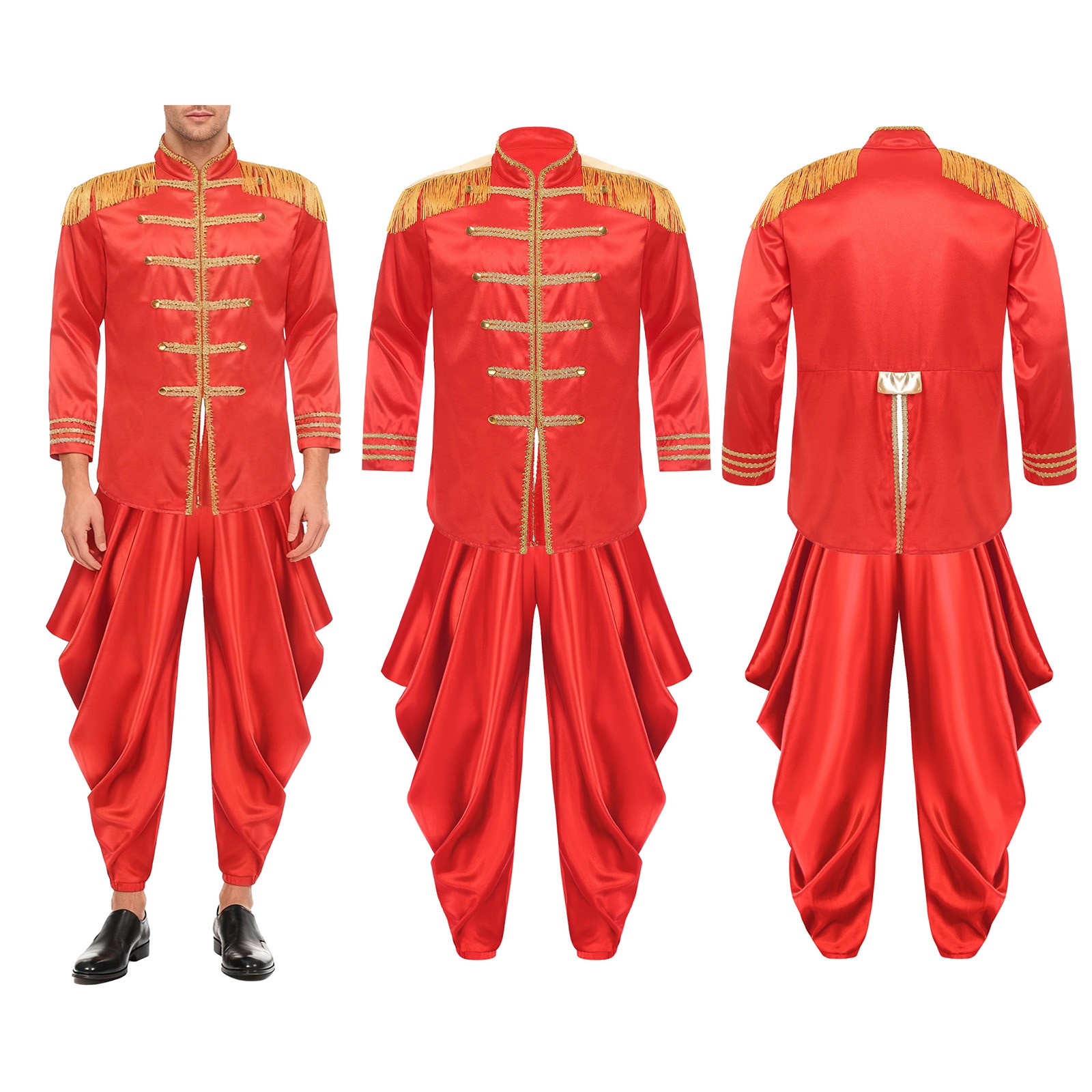 YiZYiF Men’s SGT Sergeant Pepper Costume Jacket Rock Band 60s Hippy Outfits