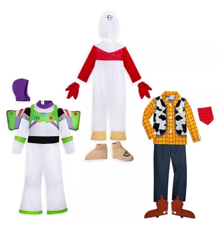 Disney Toy Story 4, 3 Pack Costume Set Buzz Woody Forky Kids Size 7/8
