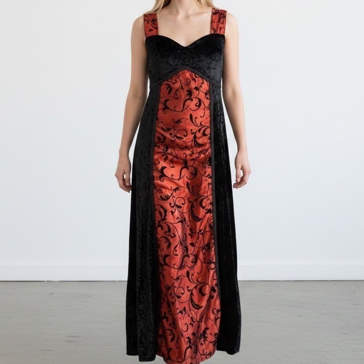 Underwraps Renaissance Costume dress Burnt Crushed Velvet Medium witchy gothic