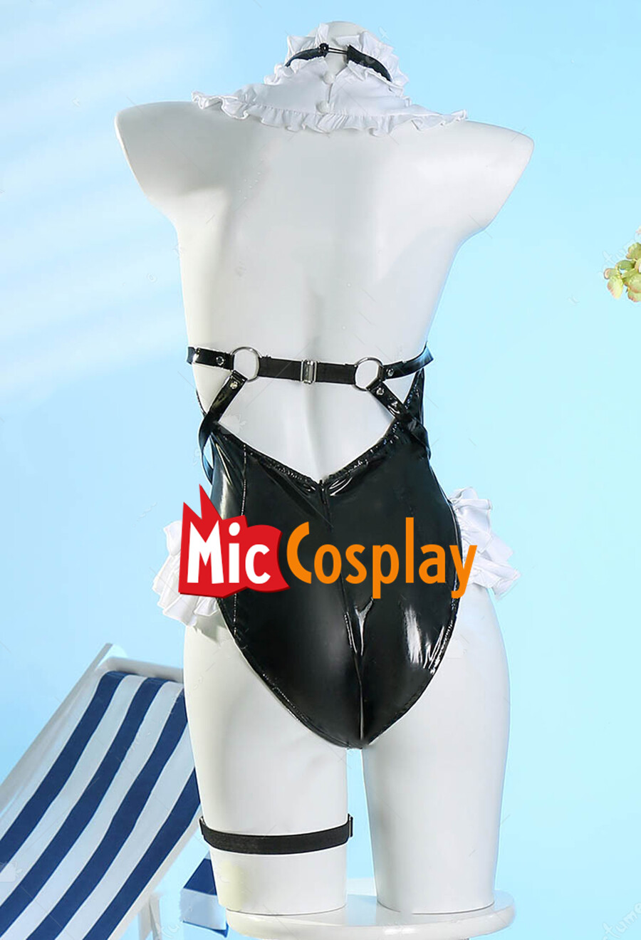 Women’s Marie Rose Cosplay Costume Gothic Bodysuit with Thigh Socks and Sleeves
