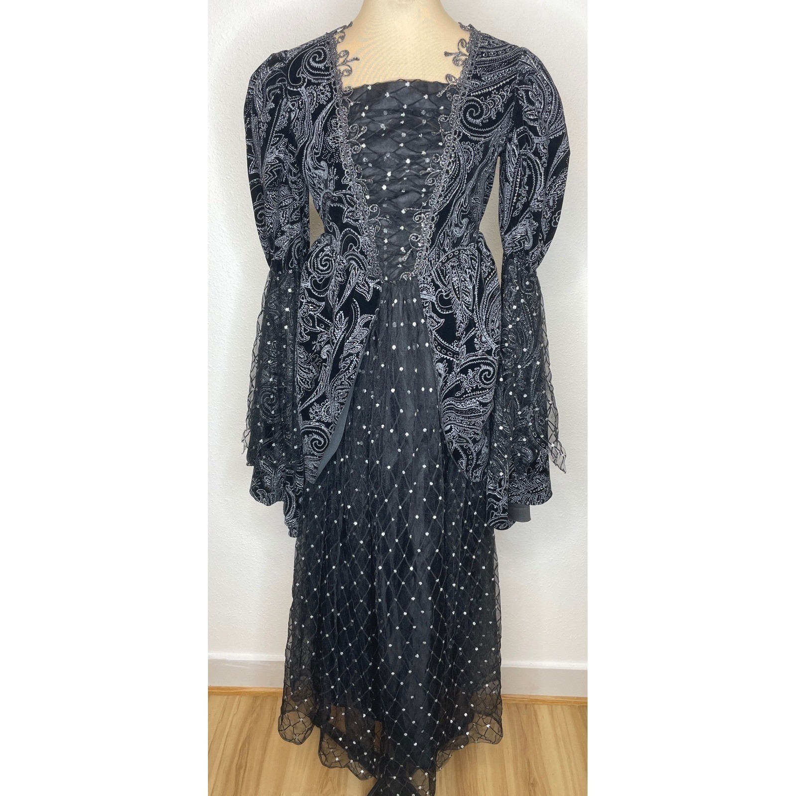 Chasing Fireflies Womens Dress Gothic Victorian Renaissance 12 Black Silver