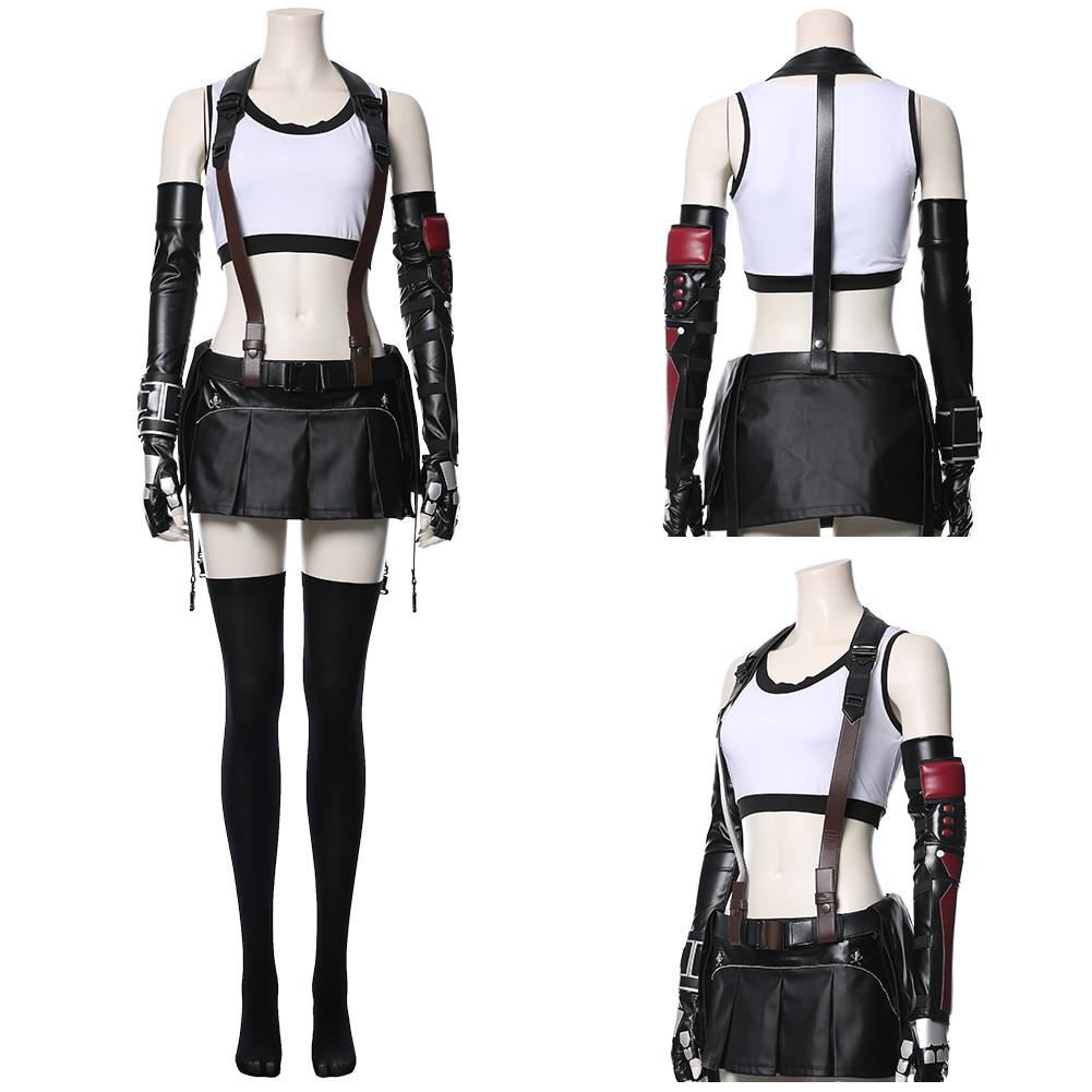 FFVII Remake Tifa Lockhart Cosplay Costume Outfit Skirt Vest Dress Party Skirt