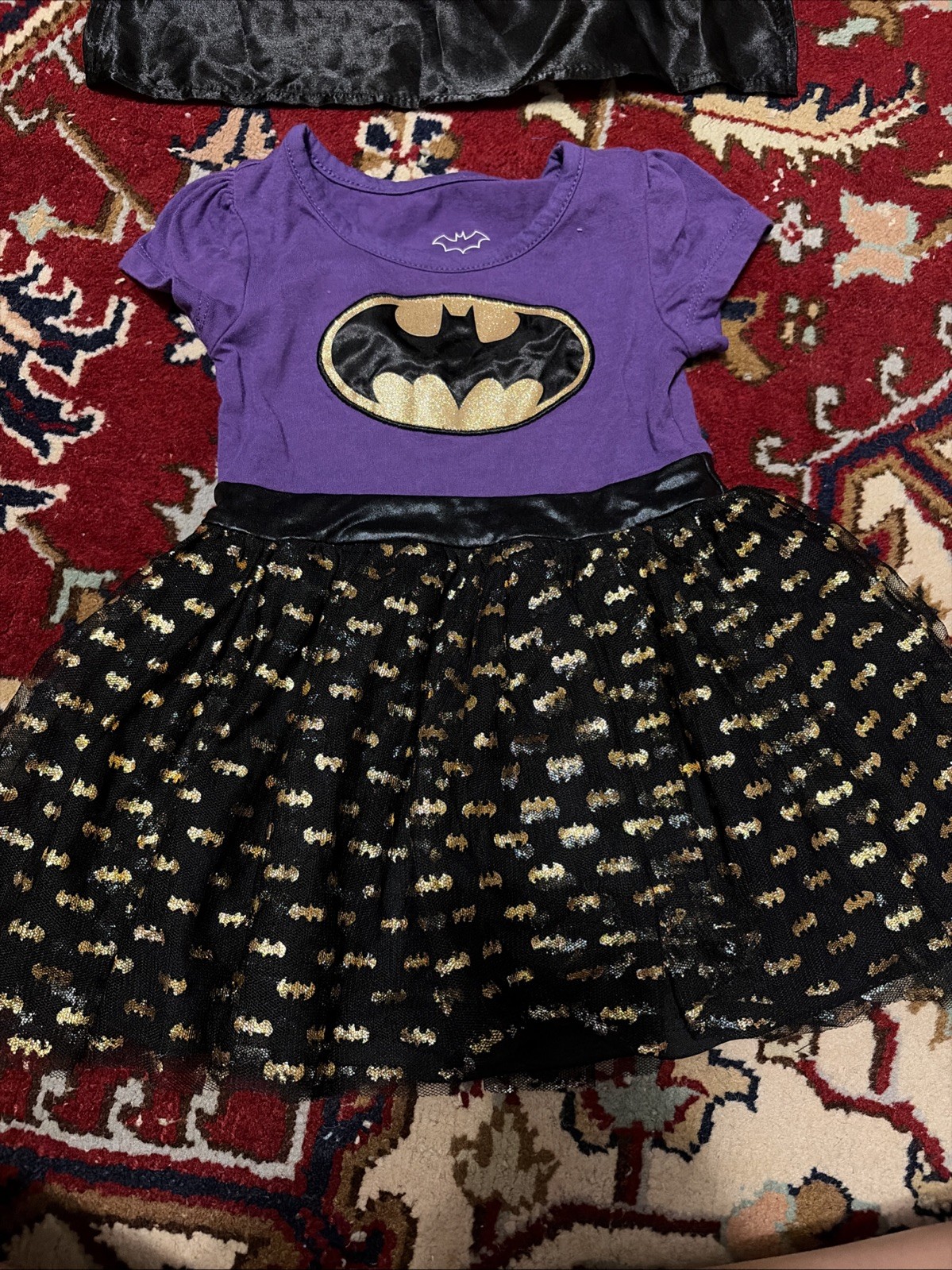 Batgirl 2T Purple Batman Dress With Detachable Cape