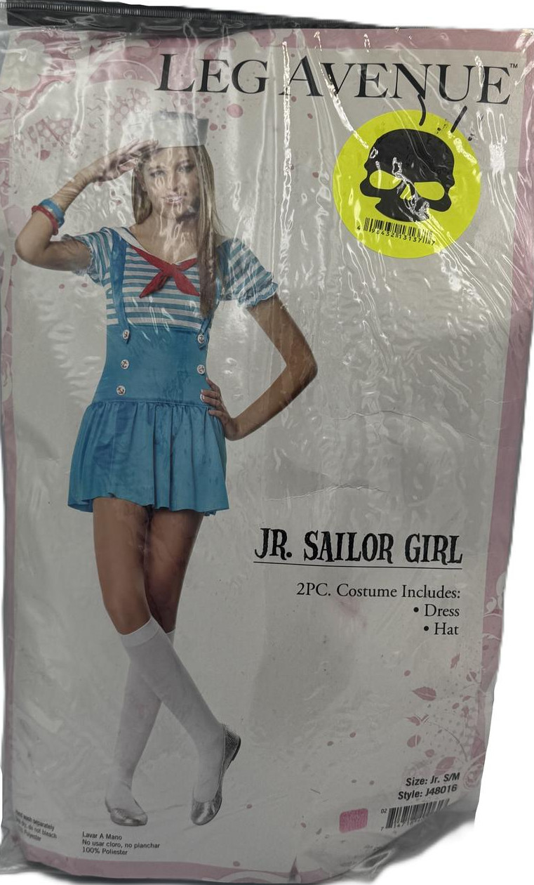 Jr. Sailor Girl 2 Piece Dress Costume – Blue/White – Junior Small/Medium – 2/8