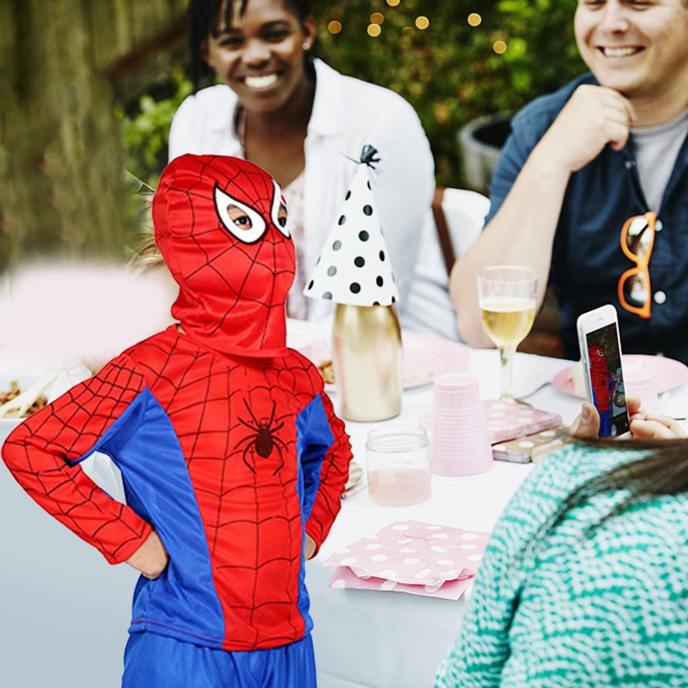 Kids SpiderMan Cosplay Costume Boys Tobey Maguire Outfit Jumpsuit Clothes 3-7Age