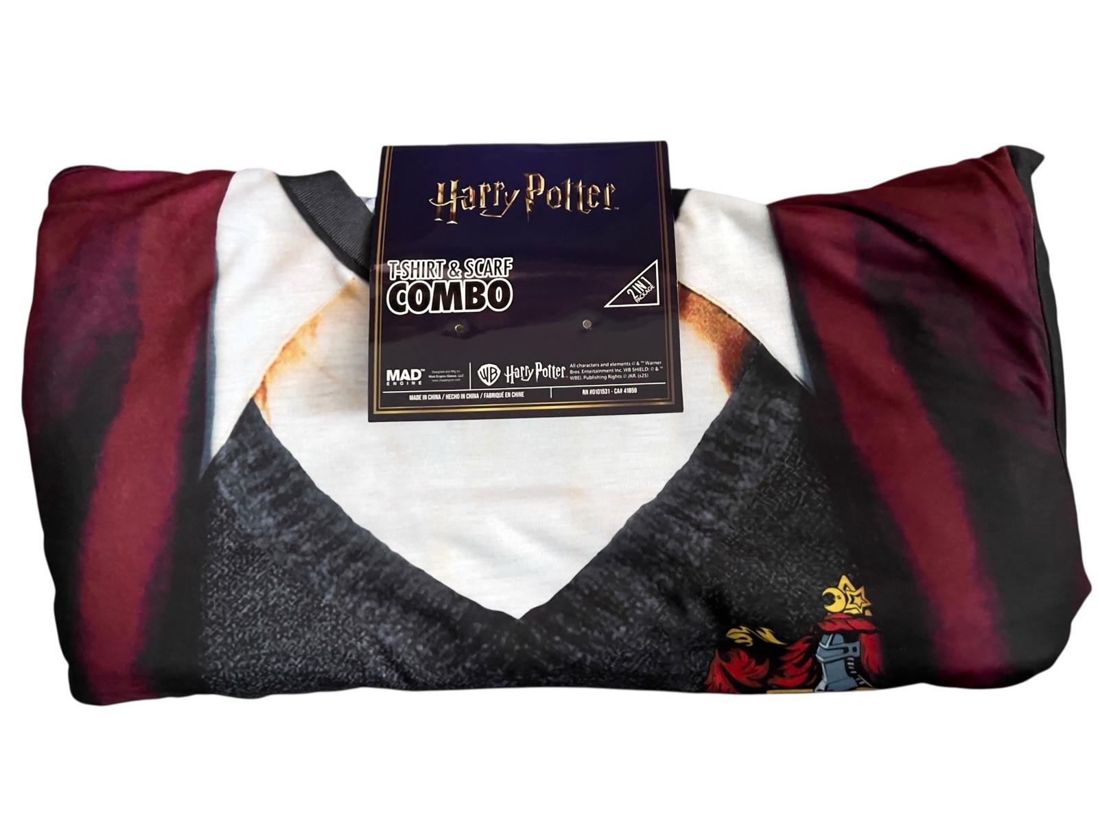 Harry Potter Adult Mens Large T-Shirt With Scarf Cosplay Combo Set New