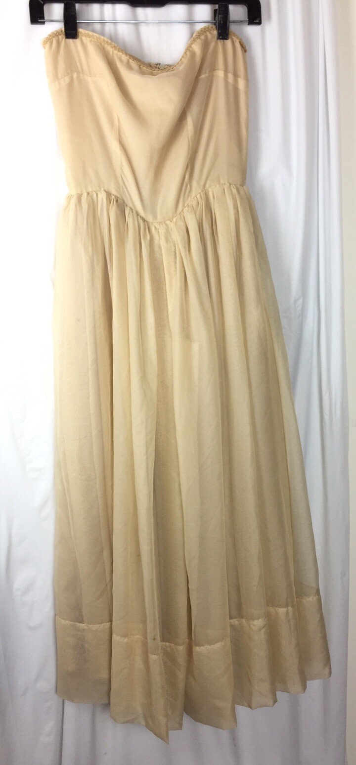 Cosplay Princess Women’s Dress Strapless Bodice Trim Fairytale Tan Size M Flaw