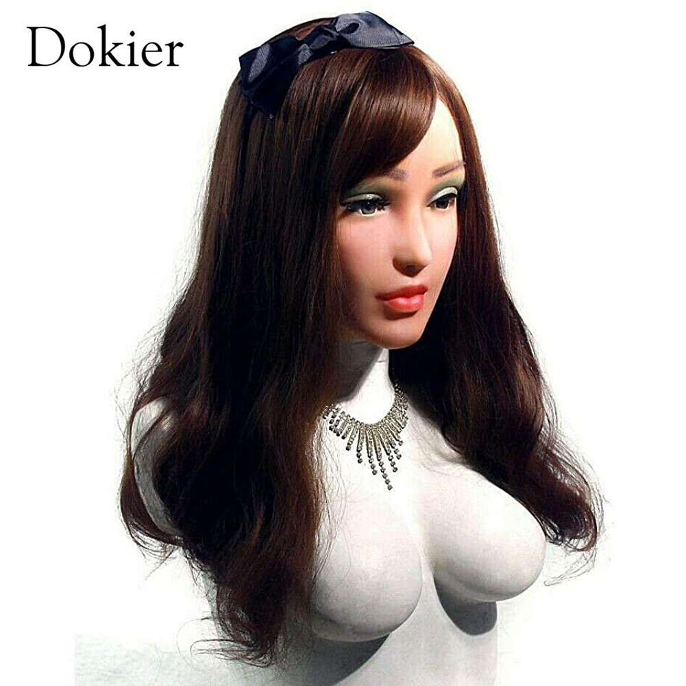 Realistic Silicone Female Mask Full Head Wear Hoods Cosplay Crossdresser Mask