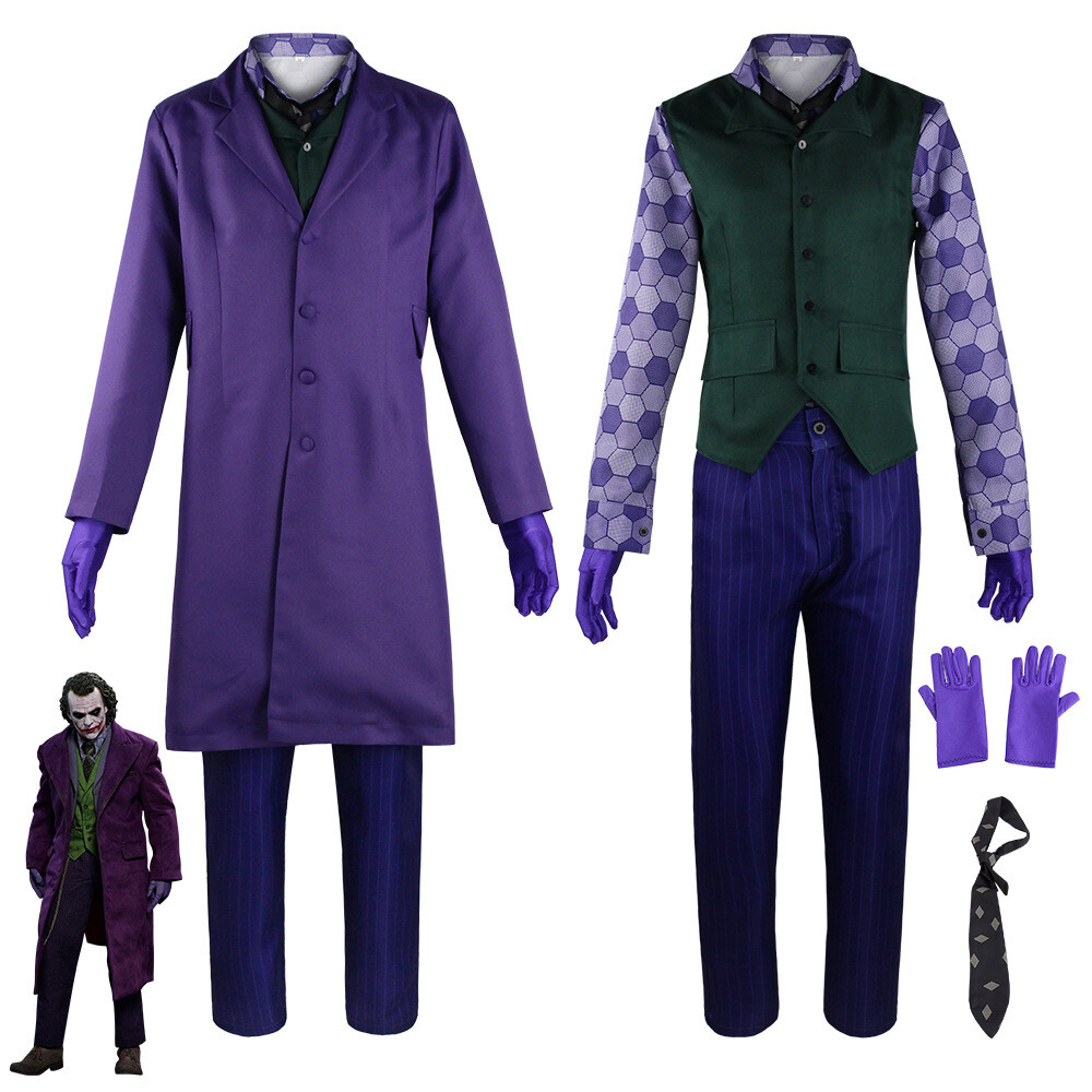 Batman The Dark Knight Joker Cosplay Costume Halloween Party Fancy Wear Outfits