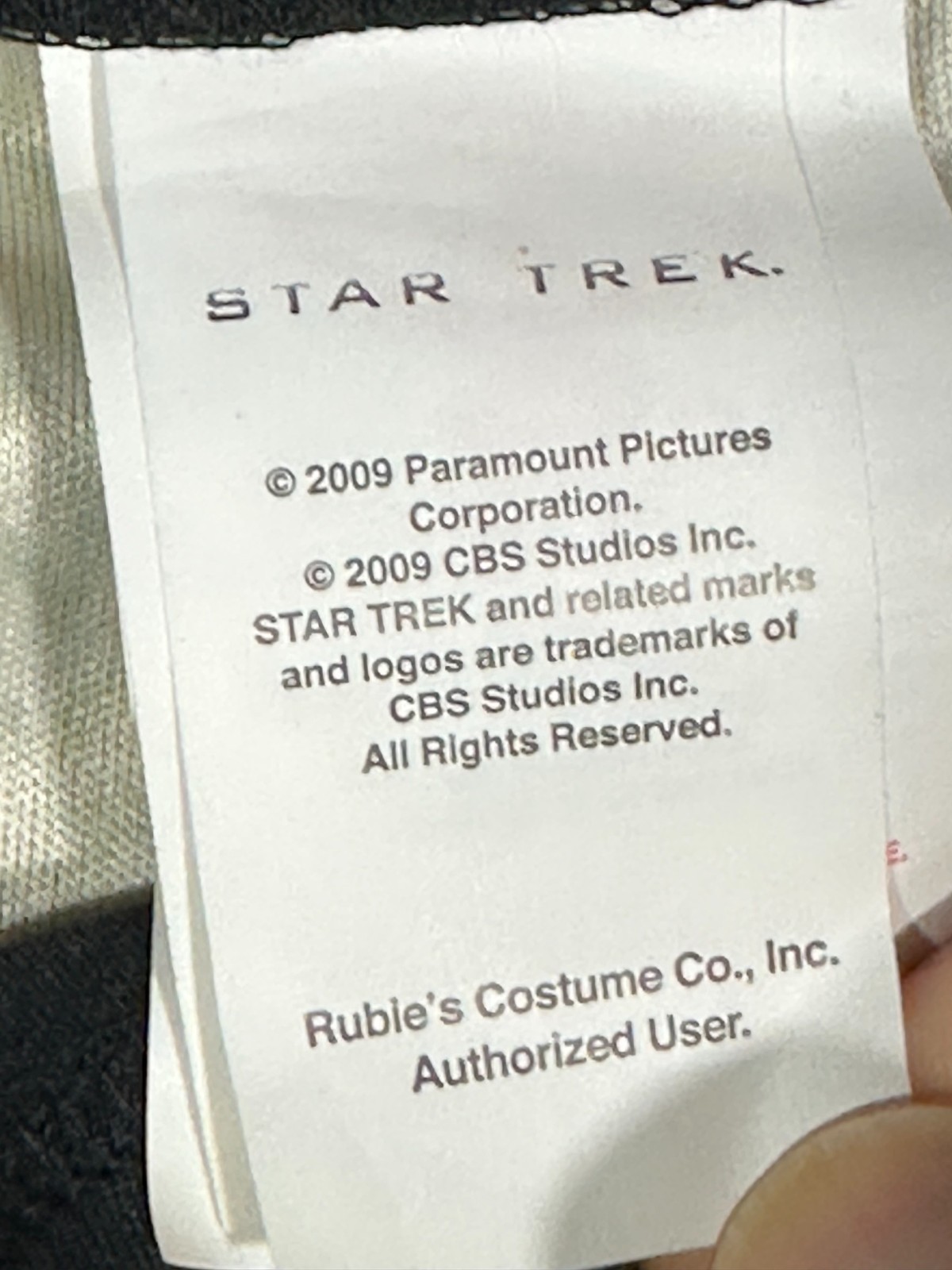 Star Trek Captain Kirk Adult Costume Shirt 2009 Paramount Studio Size X-Large