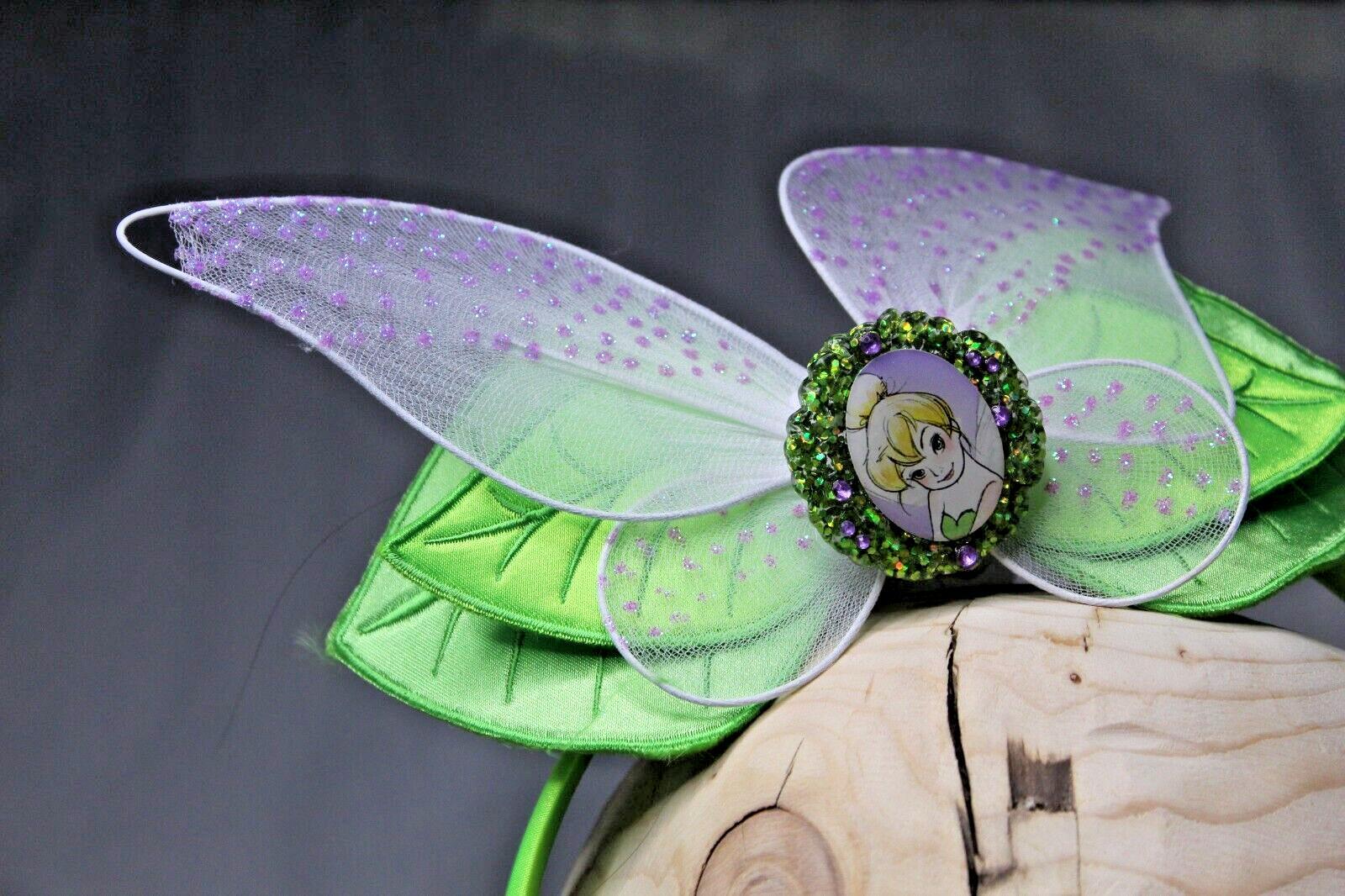 Disney Fairies Tinker Bell Headband Hair Wings Green Picture Dress Up