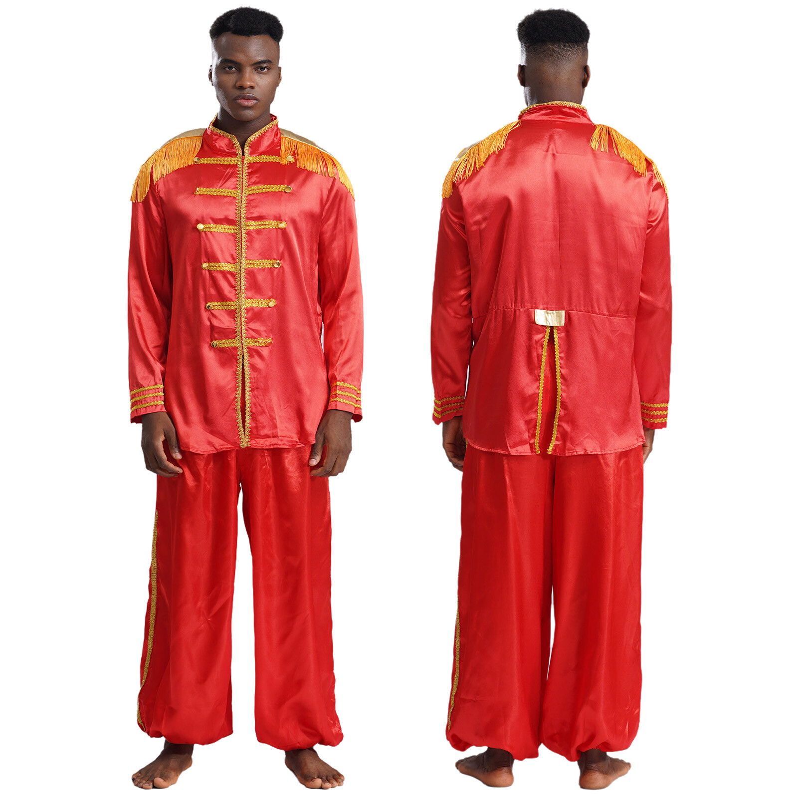 US~ Men’s 60’s British Pop-Star Hippy Medieval Rock Band Musician Jacket Costume