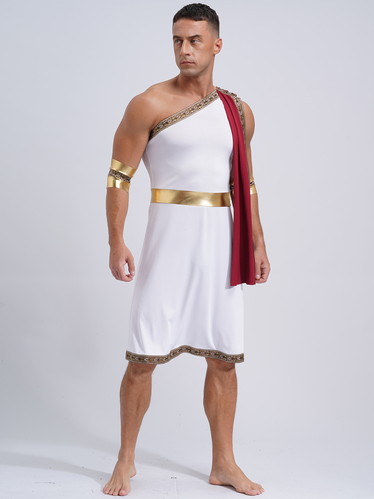 Men’s Dress Embroidered Robe Grecian Grecian Toga Zeus Dresses With Sleeves God