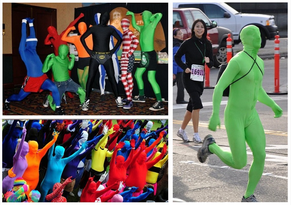 DH Zentai Suit Men’s Spandex Halloween Full Body Costume Pink Blue Black
