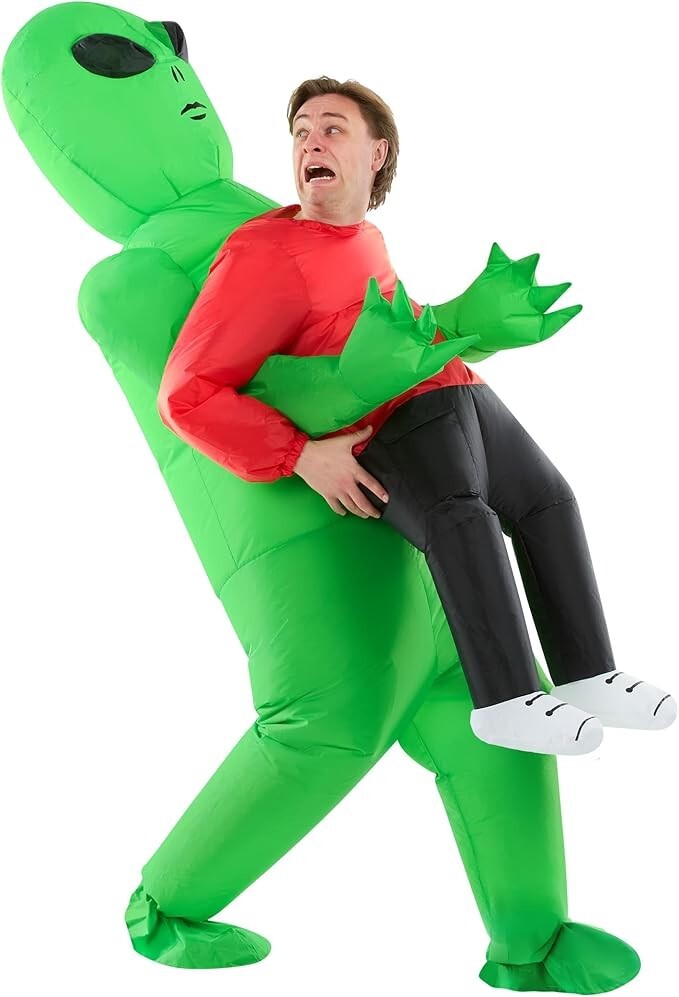 Red Inflatable Alien Costume Adult Alien Kidnap Abduction Blow Up Suit Halloween
