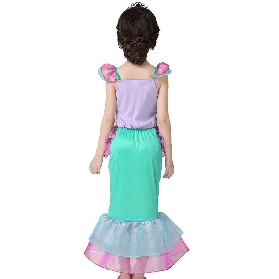 Mermaid Costume Halloween Dress Kids Girls Up Party Princess Cosplay Fancy Ariel