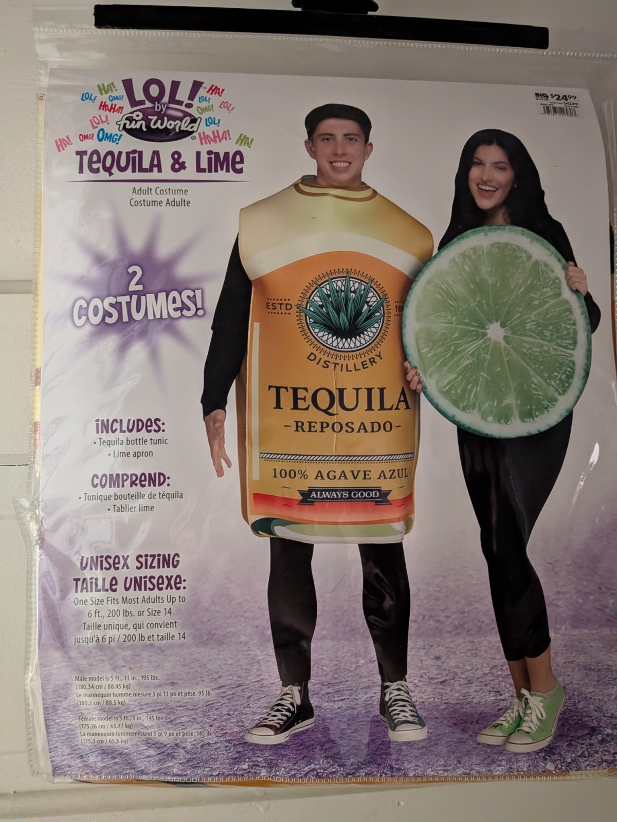 Lol By Fun World Tequila & Lime Adult Men Women Costume Halloween