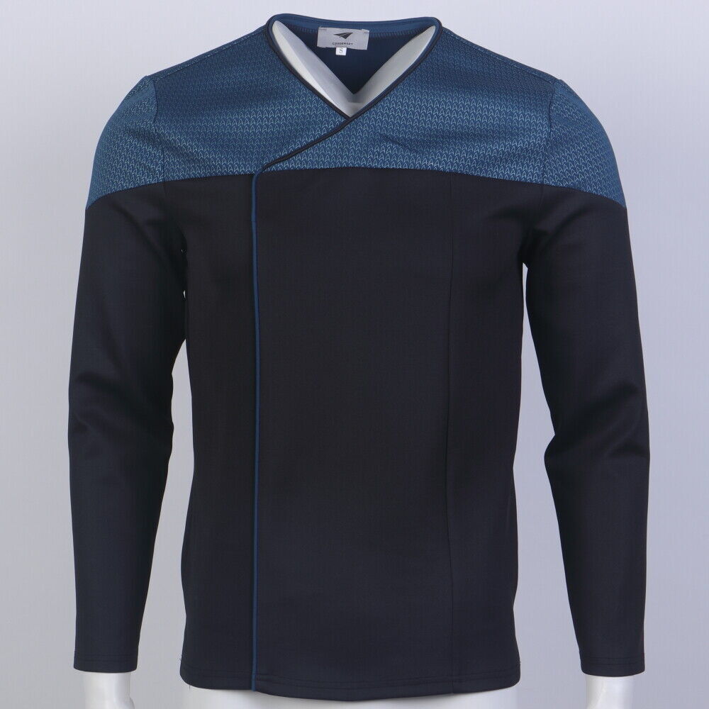 For Picard 2 Commander Red Uniform Starfleet Gold Blue Tops Male Shirts Costume