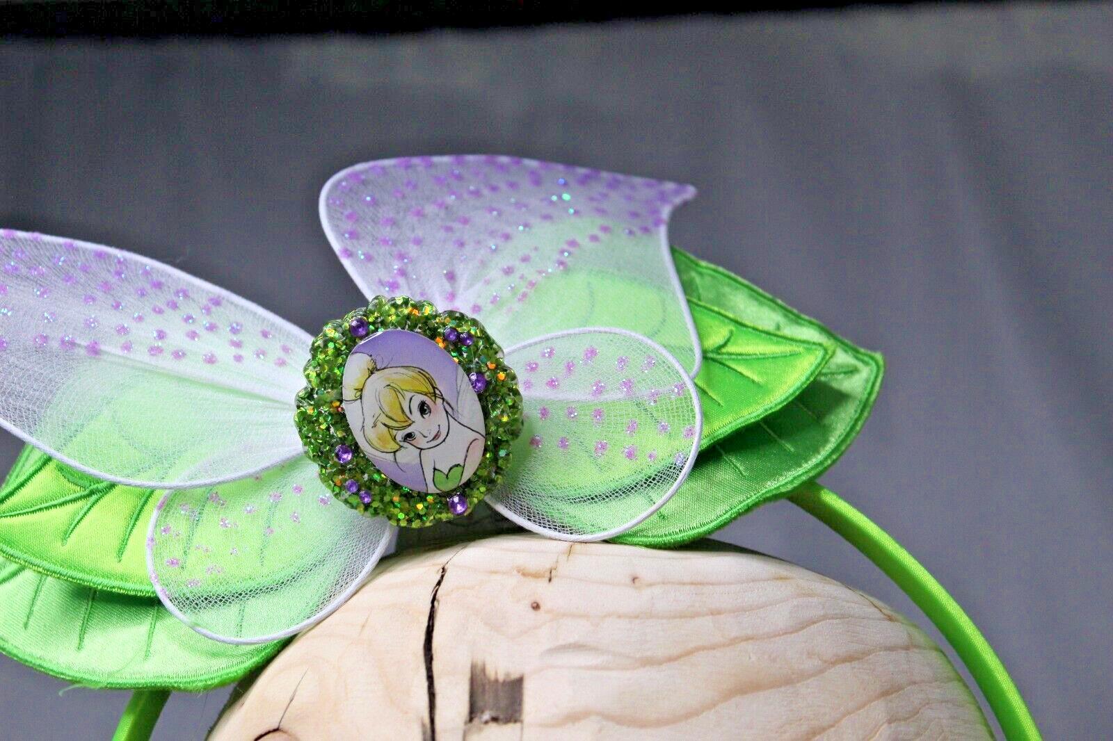 Disney Fairies Tinker Bell Headband Hair Wings Green Picture Dress Up