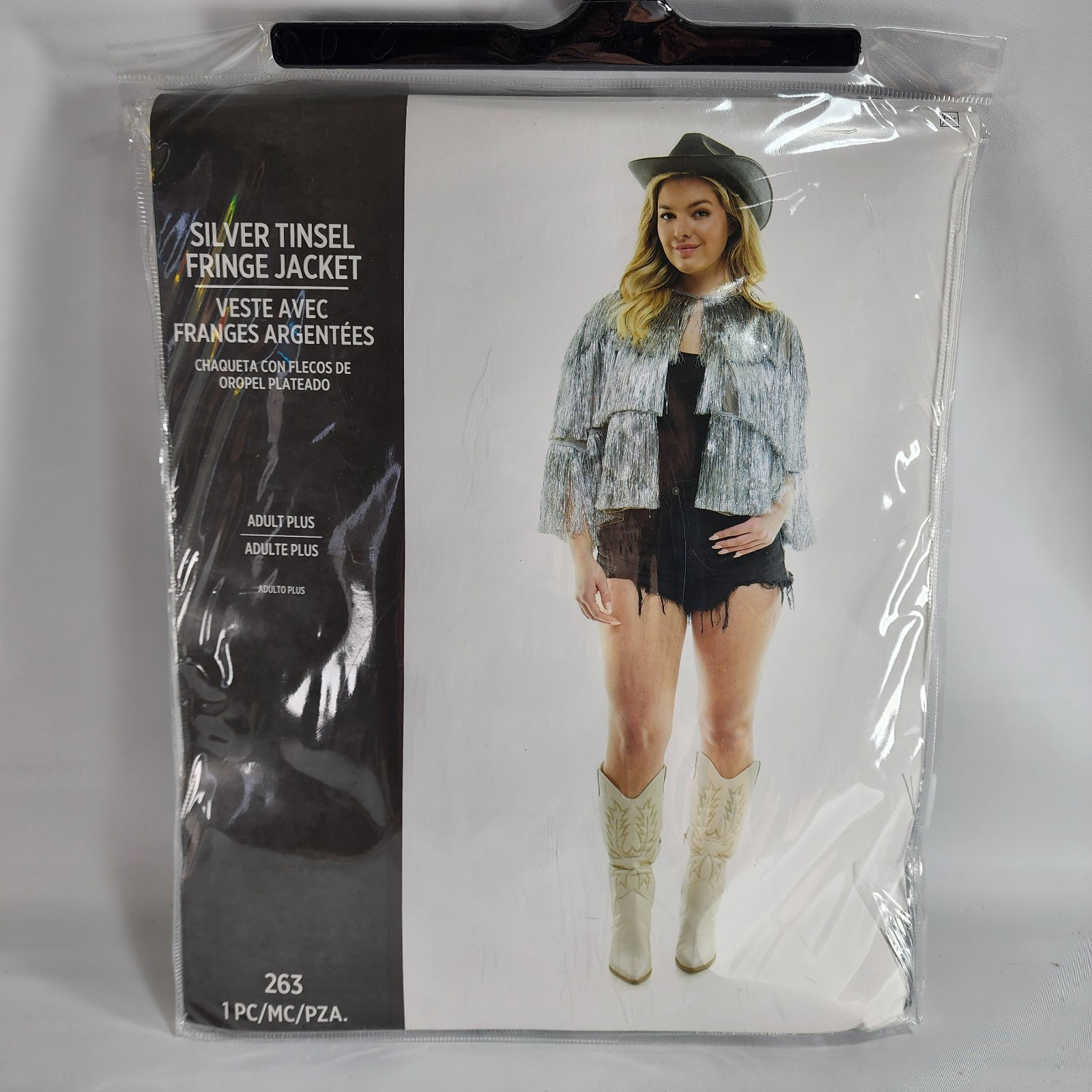 Silver Tinsel Fringe Jacket Size Adult Plus Costume Cowgirl Festival Concert