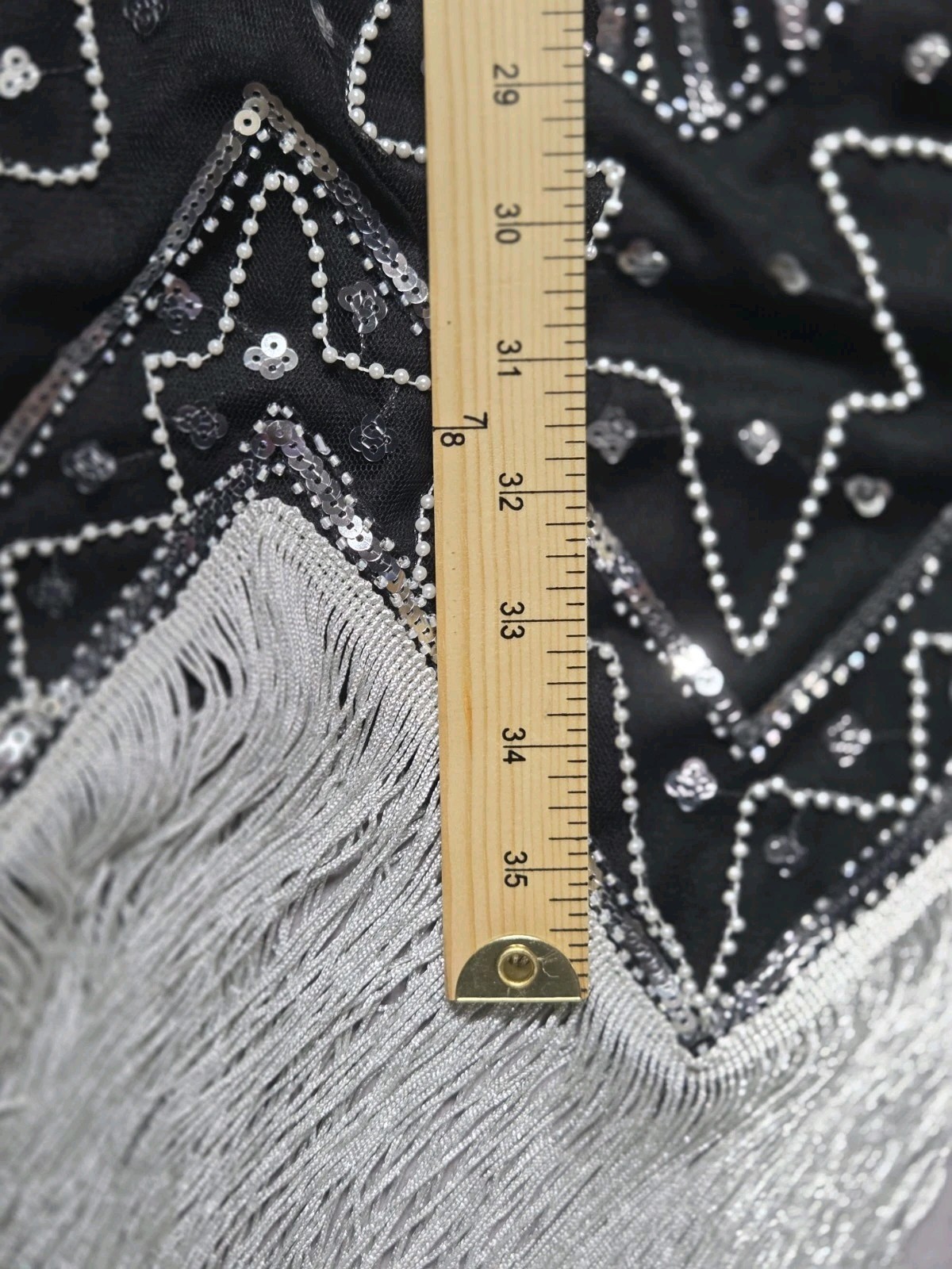 1920’s Black/Silver Bead Sequin & Fringe Flapper Gatsby Dress XL NWT