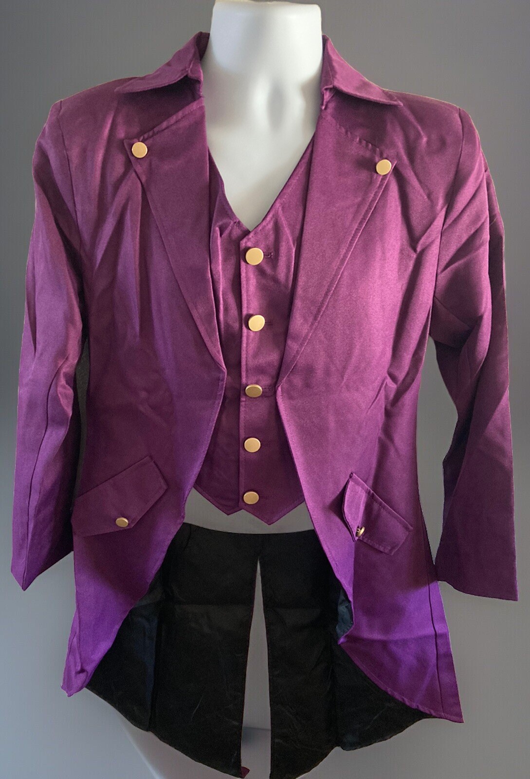 Men Purple Jacket Tailcoat Size S Victorian Gothic Renaissance Steampunk Costume