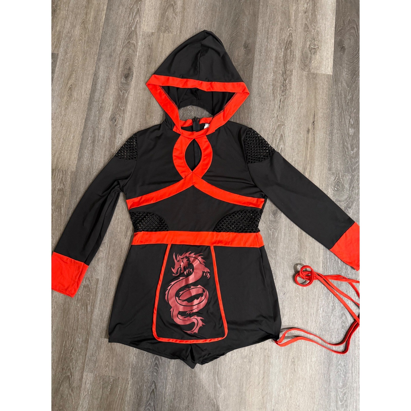 Spooktacular Creations Women Plus Size 3XL Sexy Ninja Costume Romper Black Red