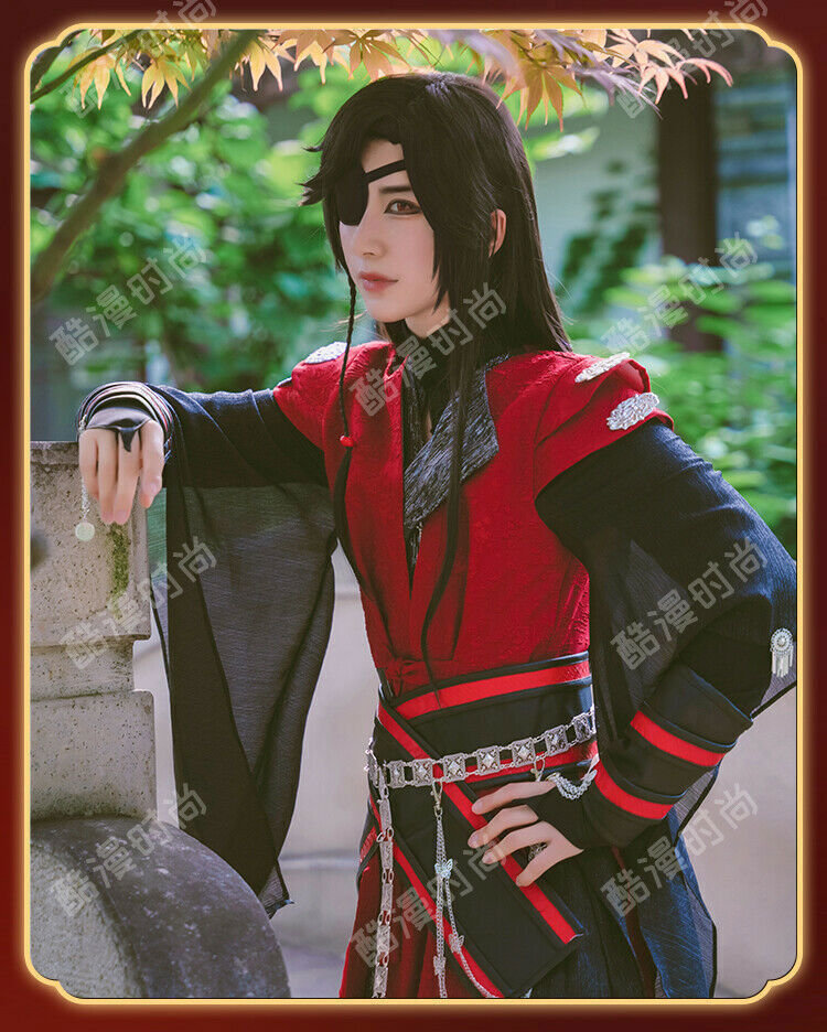 Red Hanfu TGCF Tian Guan Ci Fu Hua Cheng Cosplay Costume Fancy Dress Outfit Wig