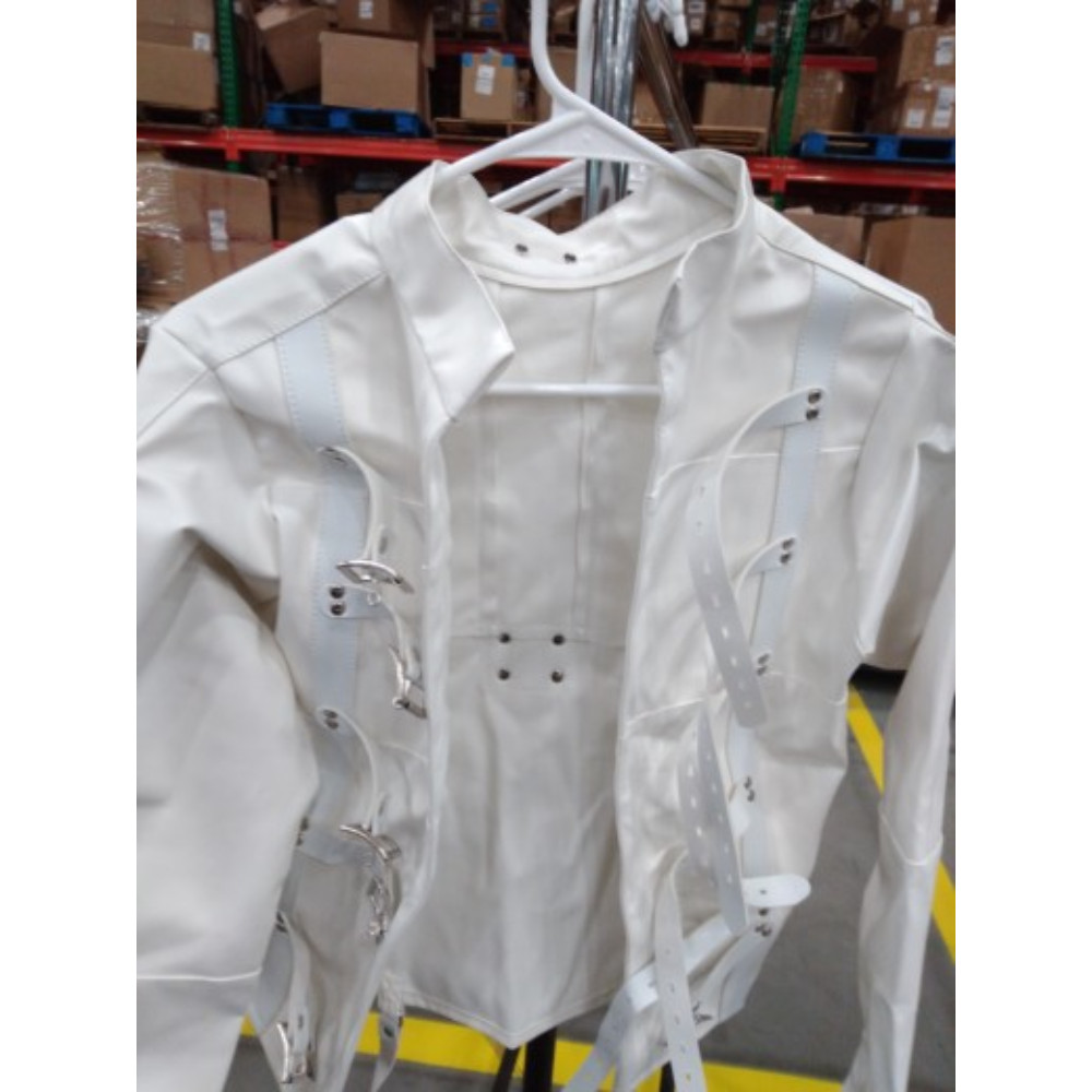 White Asylum Straight Jacket Costume S/M L/XL BODY HARNESS Restraint Armbinder
