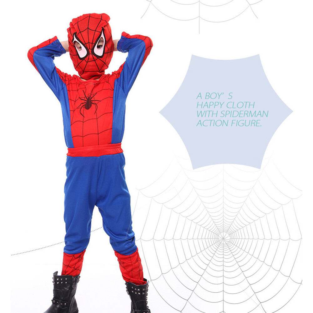 Kids Boys Spiderman Fancy Dress Party Jumpsuit Cosplay Costume Bodysuit 3-7 Age