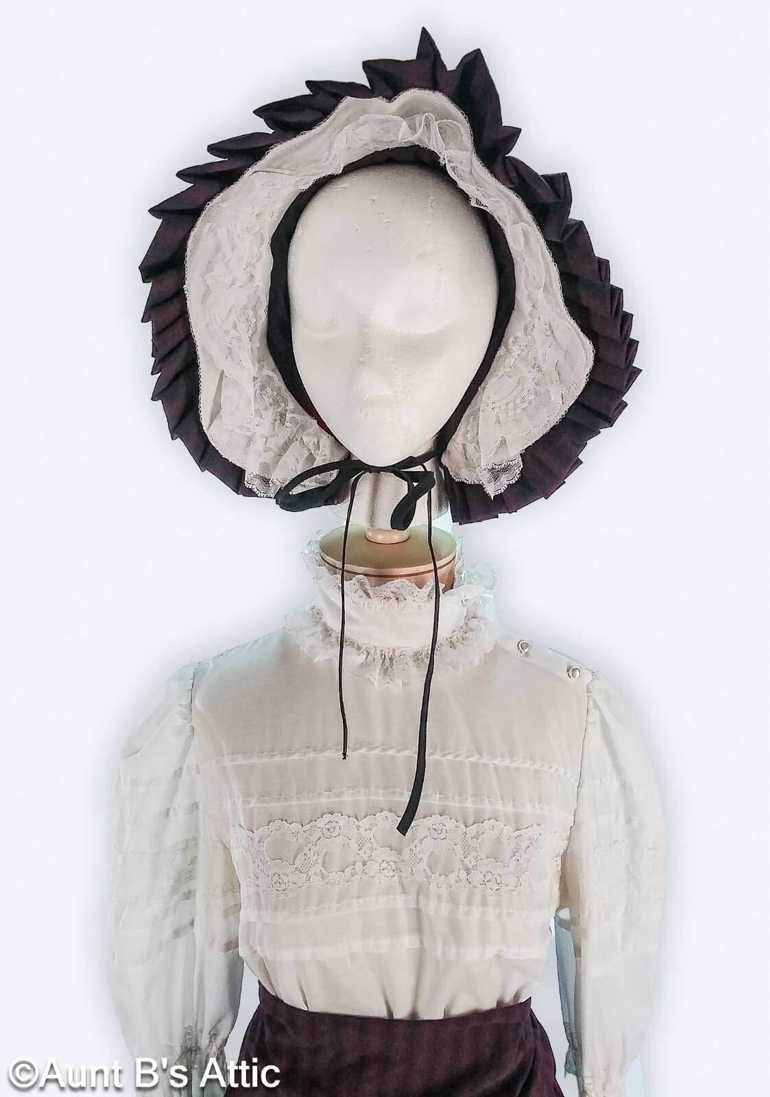 Victorian Era 3 Pc Stripe Skirt Sash & Bonnet Costume Set Asso. One Size Regular
