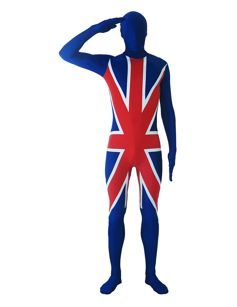 Full Body Spandex World Cup Zentai Suit – UK Flag Design Bodysuit Costume