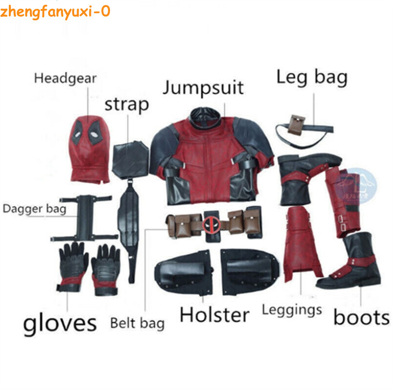 Deadpool Red Cosplay Costume Deadpool Suit Jumpsuit Halloween Accessories Shoes