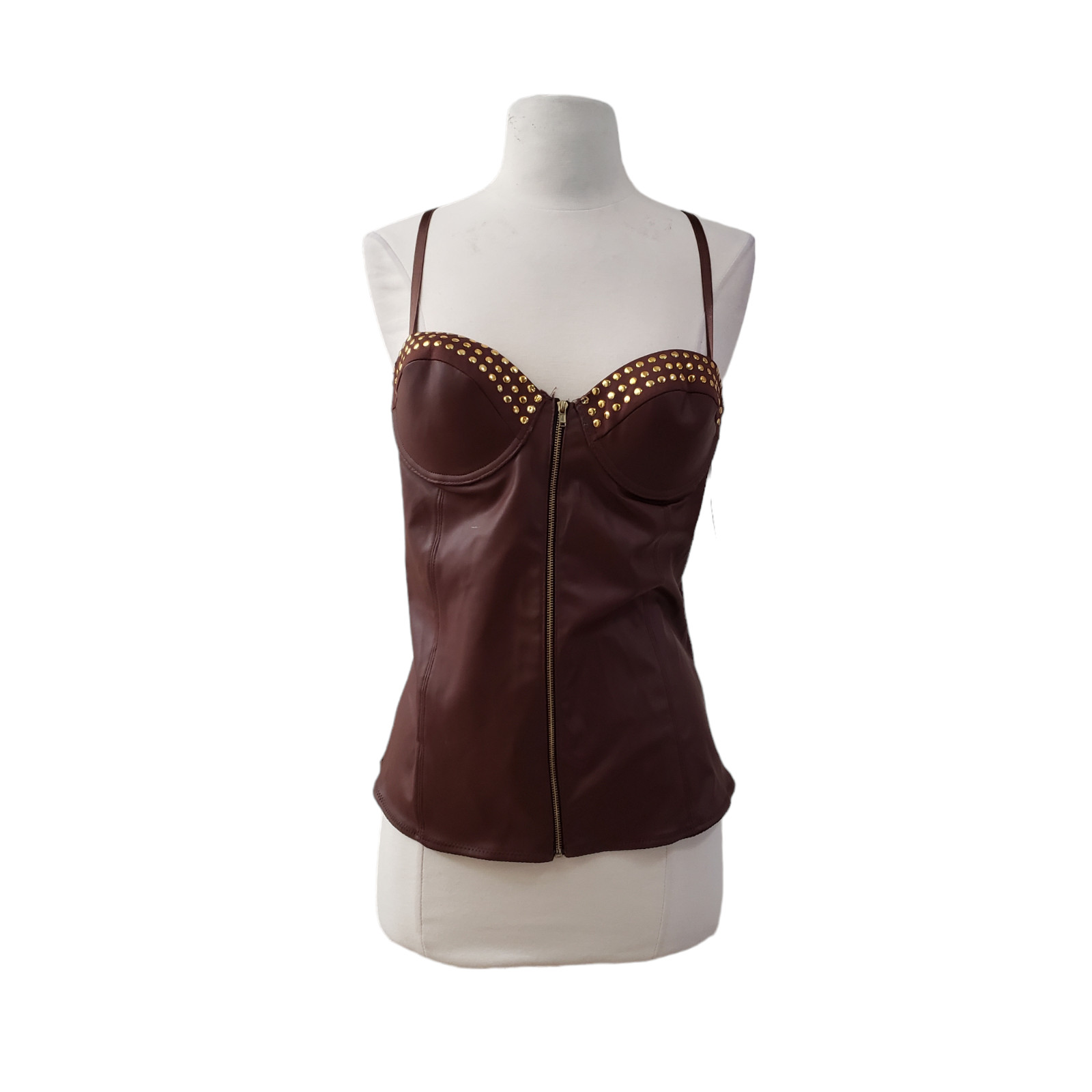 Spirit Halloween Studded Pleather Bustier Brown Size L NWT