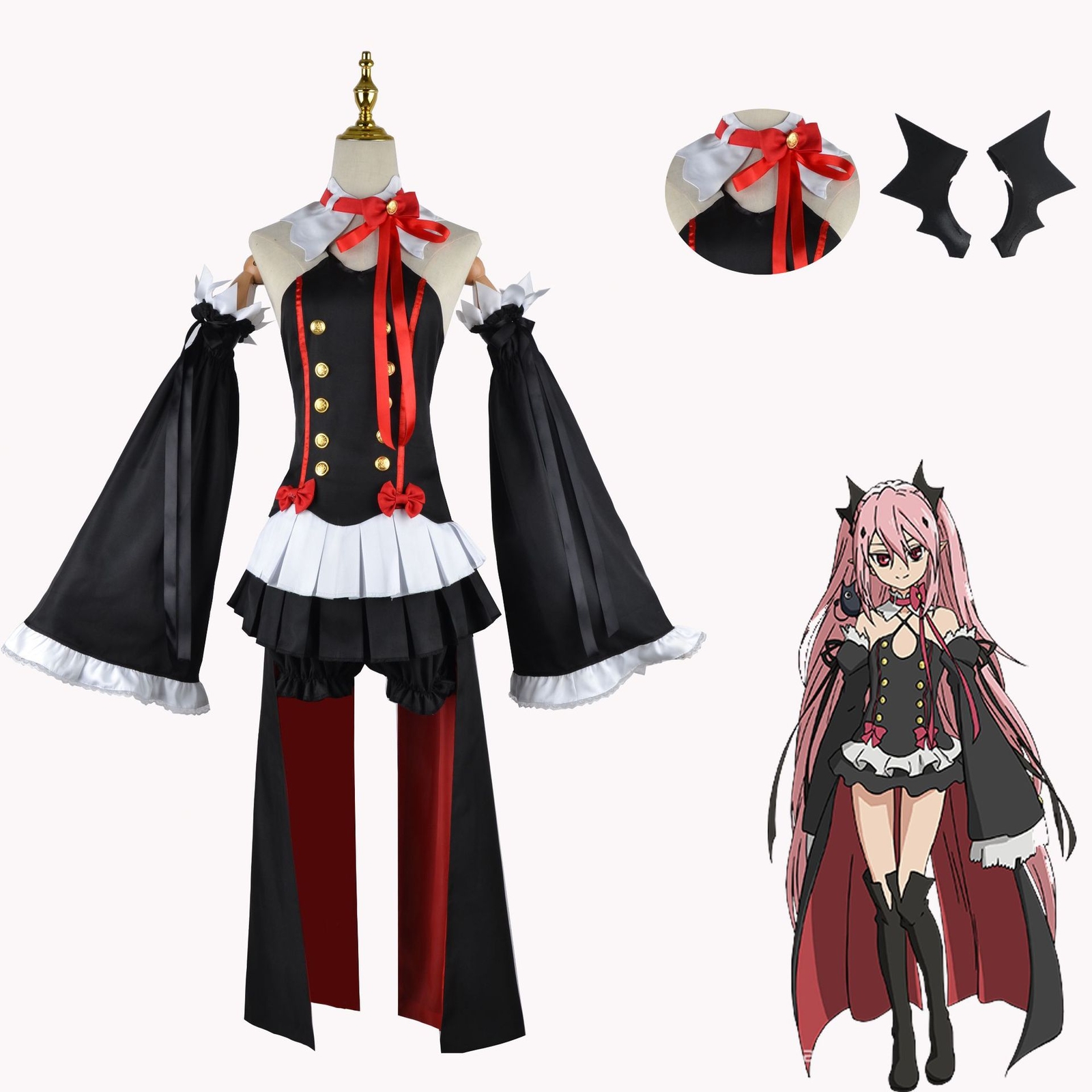Seraph of the end Krul Tepes Wig Cosplay Costume Halloween Full Set Outfits Suit