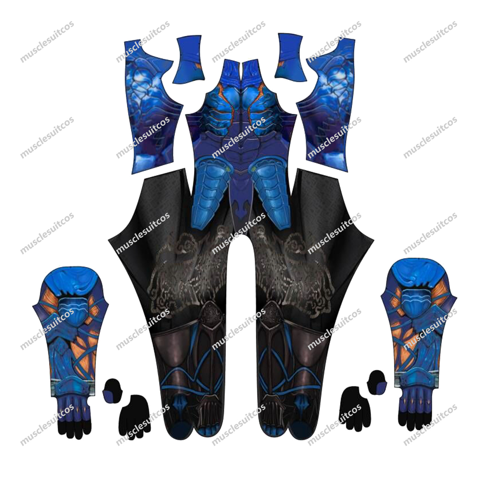 Sleek Blue Cyber Ninja Mens Custom Outfit for Cosplay