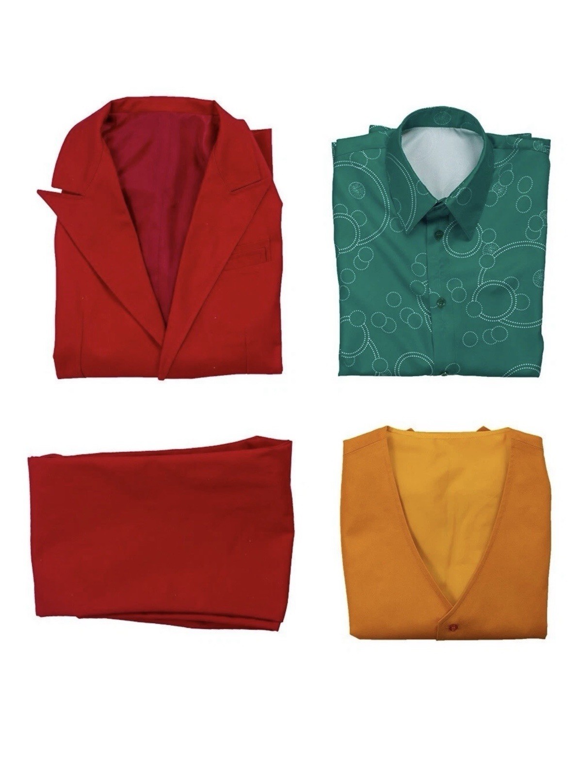 The Joker Men’s Cosplay Costume Clown Clothes Red Suit Halloween Jacket Uniform