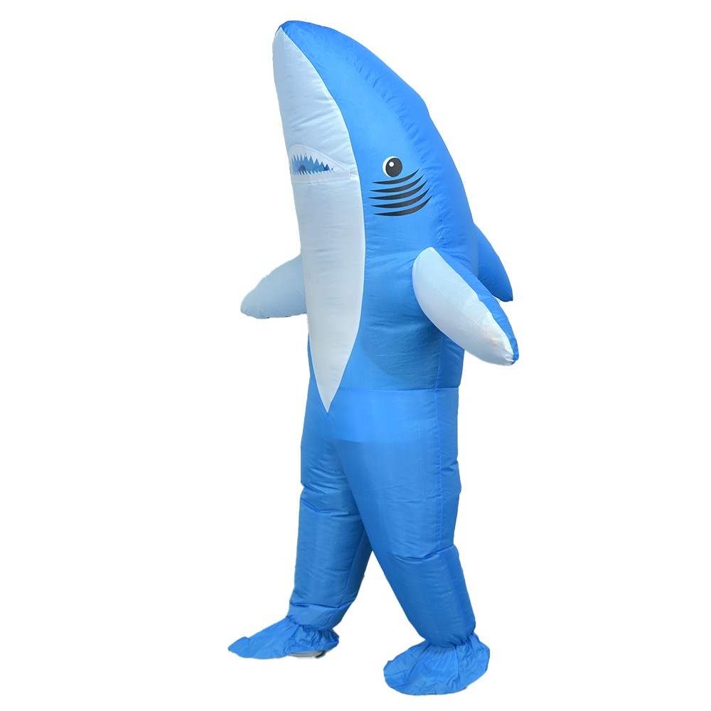 Inflatable Shark Costume Blue Adult Blow Up Funny Halloween Cosplay Party Outfit