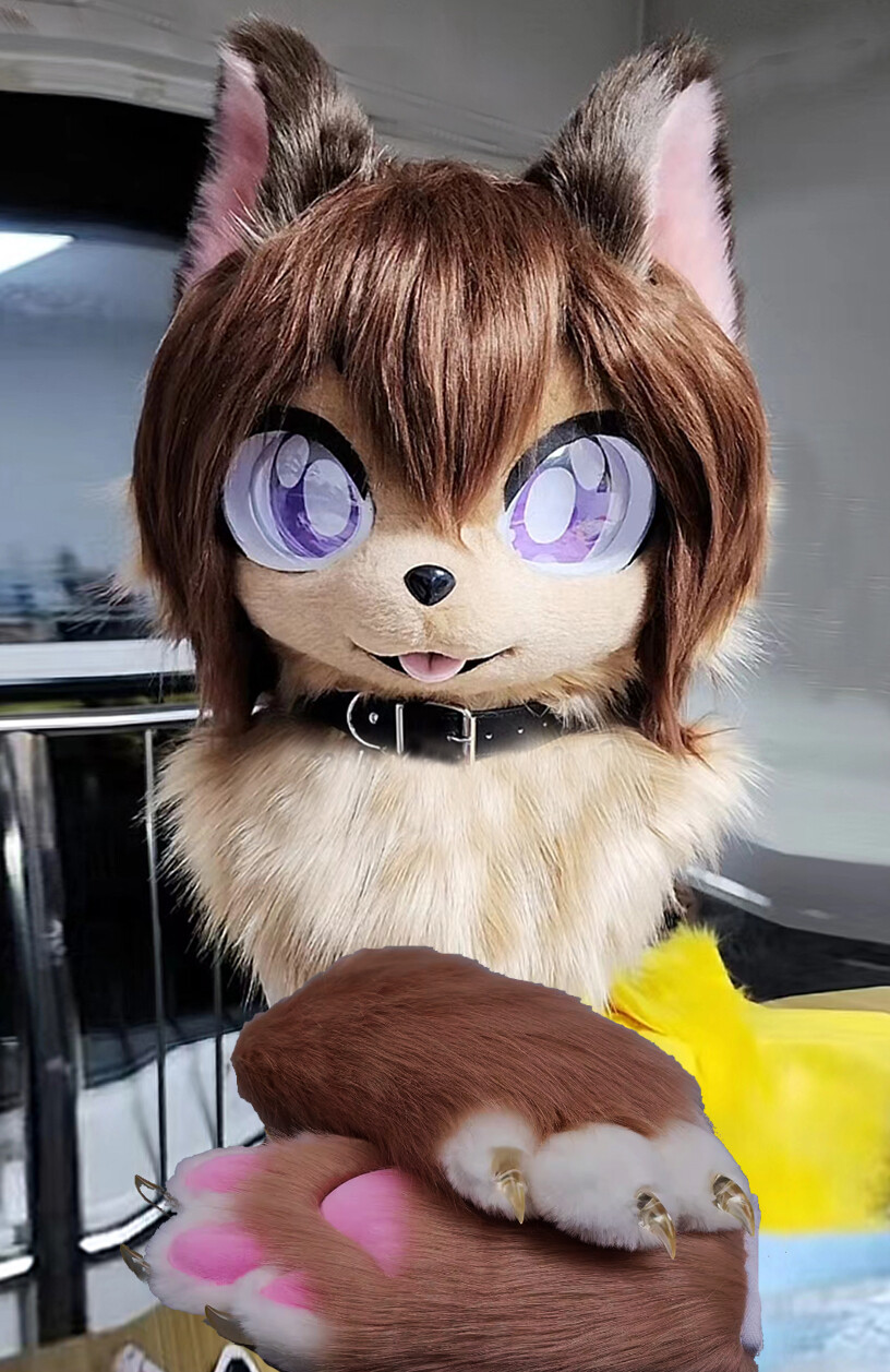 Fursuit Husky Fox Mascot (head + PAWS) Halloween Party Fur Cosplay 167#